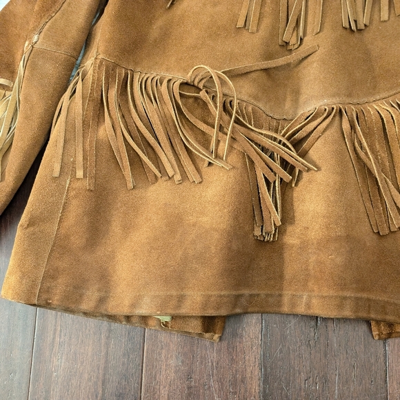 Pioneer Wear Vintage Suede Leather Fringe Jacket Size 16 Cowboy Cowgirl Western - Picture 10 of 11